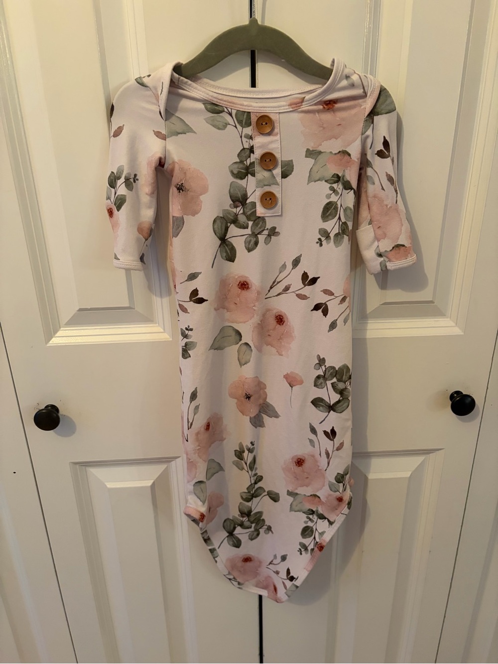 Caden Lane Millie's Dusty Rose Floral Knotted Gown with Mitten Cuffs